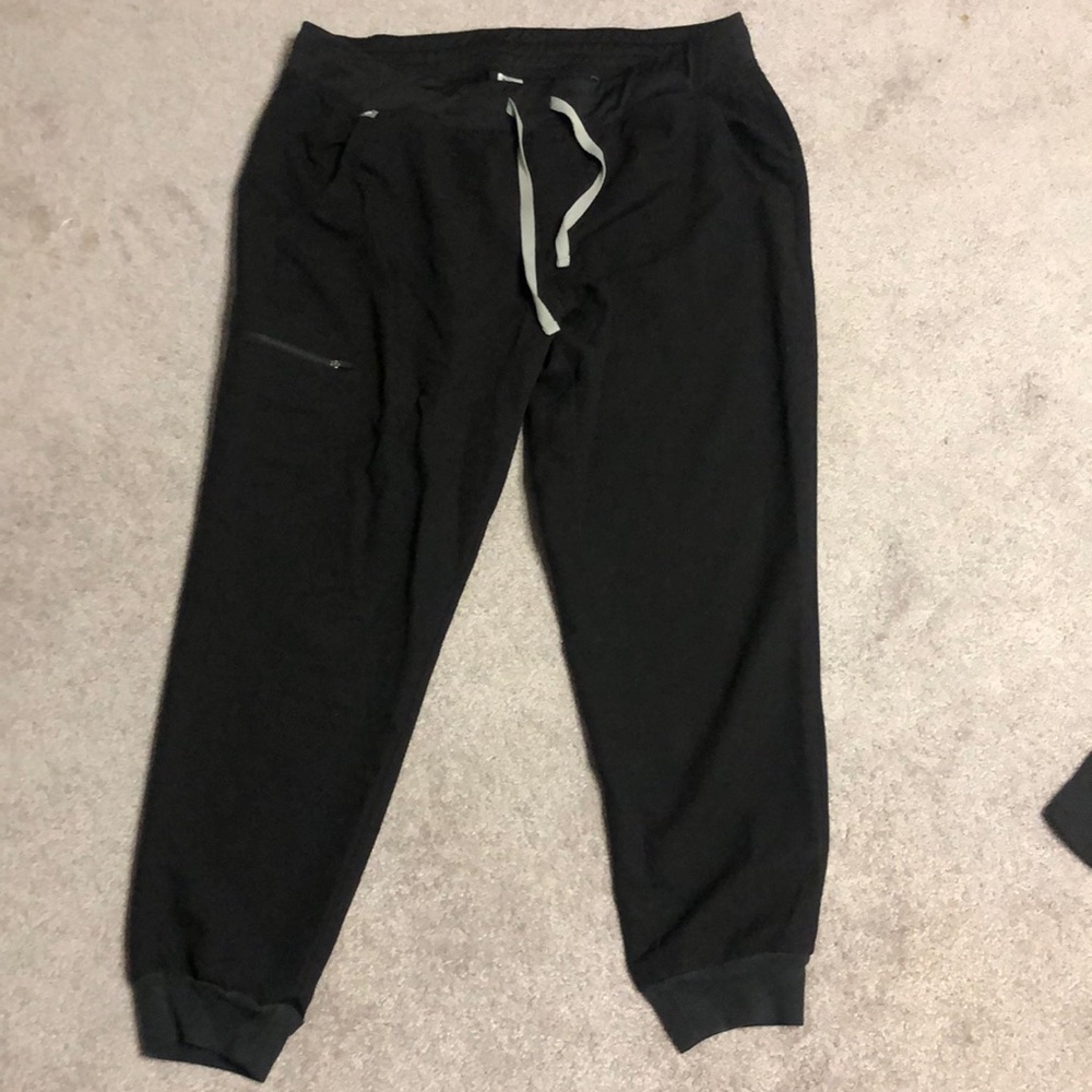 Figs Black Joggers with Light Gray drawstring